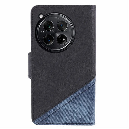 Leather Phone Case for OnePlus 12 5G Cover Splicing Design Crazy Horse Texture Wallet Shell