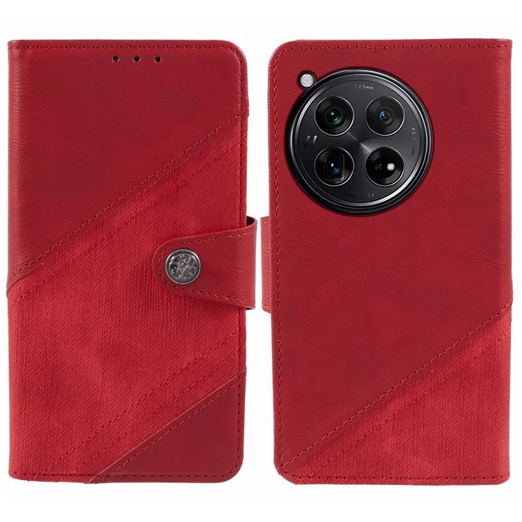 Leather Phone Case for OnePlus 12 5G Cover Splicing Design Crazy Horse Texture Wallet Shell