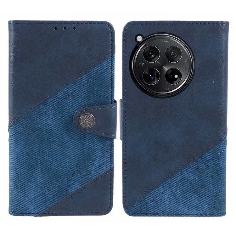 Leather Phone Case for OnePlus 12 5G Cover Splicing Design Crazy Horse Texture Wallet Shell