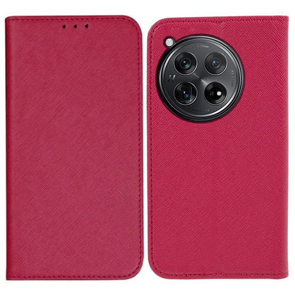 For OnePlus 12 5G Cell Phone Case Cross Texture Anti-Scratch Wallet Stand Cover PU Leather Shell