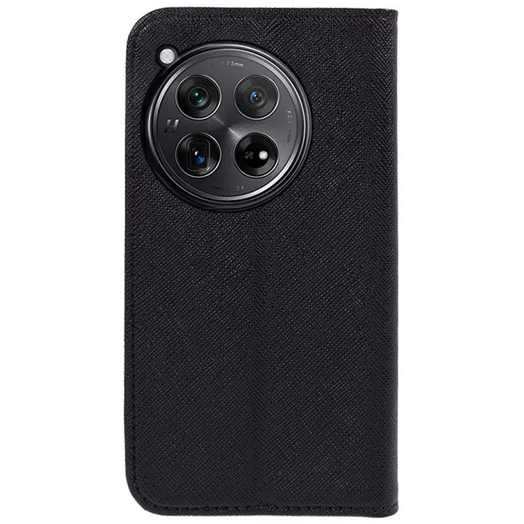 For OnePlus 12 5G Cell Phone Case Cross Texture Anti-Scratch Wallet Stand Cover PU Leather Shell