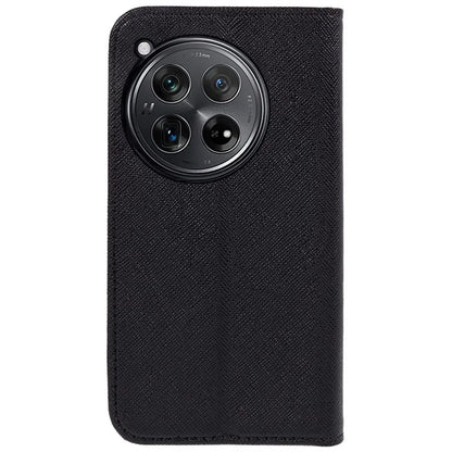 For OnePlus 12 5G Cell Phone Case Cross Texture Anti-Scratch Wallet Stand Cover PU Leather Shell