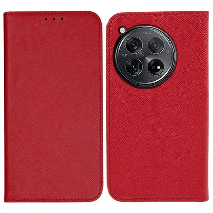 For OnePlus 12 5G Cell Phone Case Cross Texture Anti-Scratch Wallet Stand Cover PU Leather Shell
