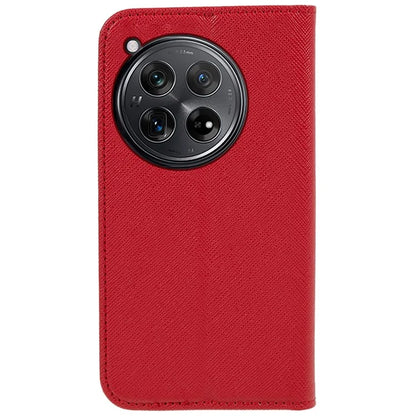 For OnePlus 12 5G Cell Phone Case Cross Texture Anti-Scratch Wallet Stand Cover PU Leather Shell