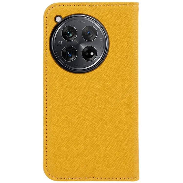 For OnePlus 12 5G Cell Phone Case Cross Texture Anti-Scratch Wallet Stand Cover PU Leather Shell