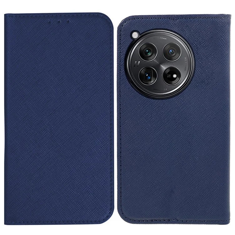 For OnePlus 12 5G Cell Phone Case Cross Texture Anti-Scratch Wallet Stand Cover PU Leather Shell