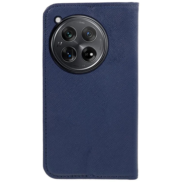 For OnePlus 12 5G Cell Phone Case Cross Texture Anti-Scratch Wallet Stand Cover PU Leather Shell