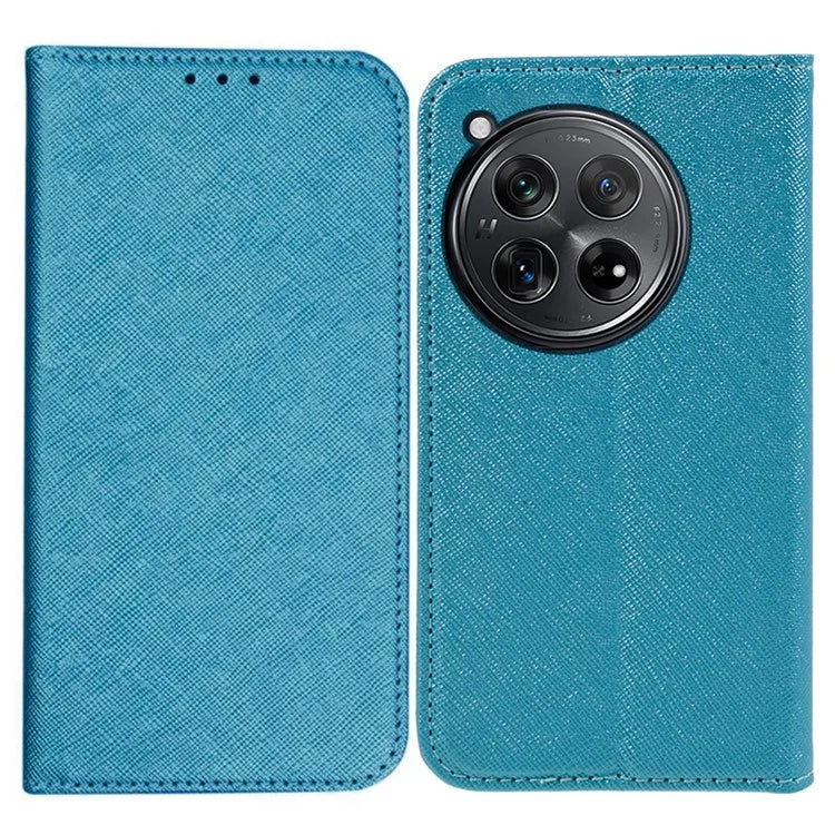 For OnePlus 12 5G Cell Phone Case Cross Texture Anti-Scratch Wallet Stand Cover PU Leather Shell
