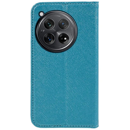 For OnePlus 12 5G Cell Phone Case Cross Texture Anti-Scratch Wallet Stand Cover PU Leather Shell