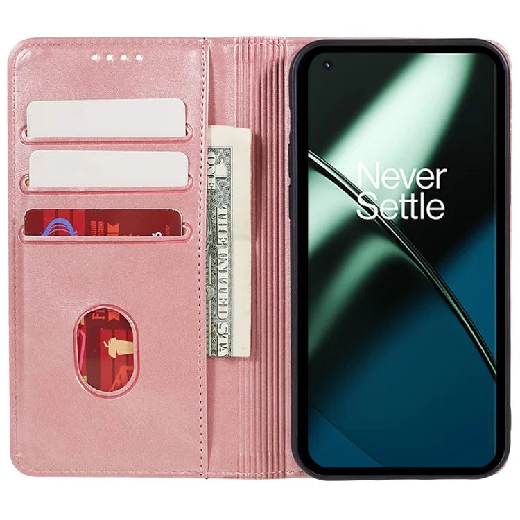 For OnePlus 11 5G Cell Phone Case Magnetic Calf Texture PU Leather+TPU Shell