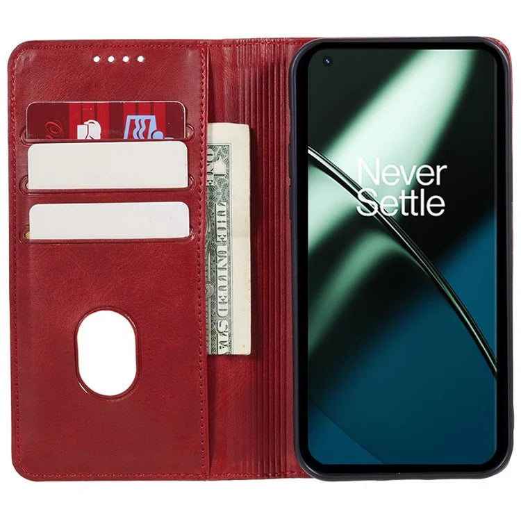 For OnePlus 11 5G Cell Phone Case Magnetic Calf Texture PU Leather+TPU Shell