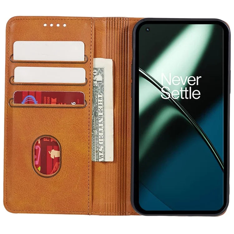 For OnePlus 11 5G Cell Phone Case Magnetic Calf Texture PU Leather+TPU Shell
