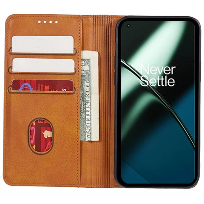 For OnePlus 11 5G Cell Phone Case Magnetic Calf Texture PU Leather+TPU Shell
