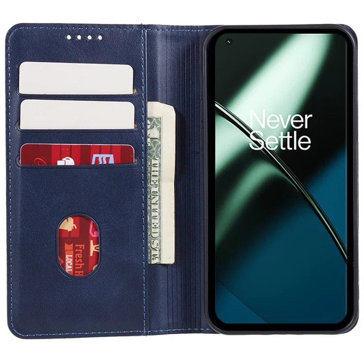 For OnePlus 11 5G Cell Phone Case Magnetic Calf Texture PU Leather+TPU Shell
