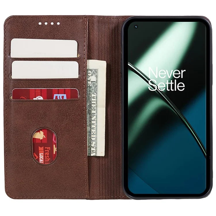 For OnePlus 11 5G Cell Phone Case Magnetic Calf Texture PU Leather+TPU Shell