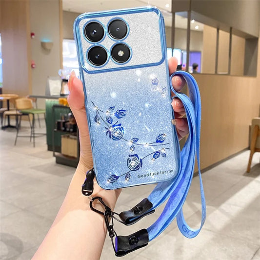 KADEM For Xiaomi Redmi K70 5G / K70 Pro 5G TPU Shell Glitter Cell Phone Case with Strap