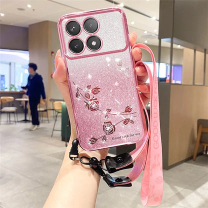 KADEM For Xiaomi Redmi K70 5G / K70 Pro 5G TPU Shell Glitter Cell Phone Case with Strap