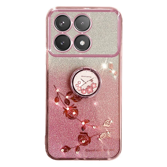KADEM For Xiaomi Redmi K70 5G / K70 Pro 5G Ring Kickstand Cell Phone Case Glitter TPU Cover