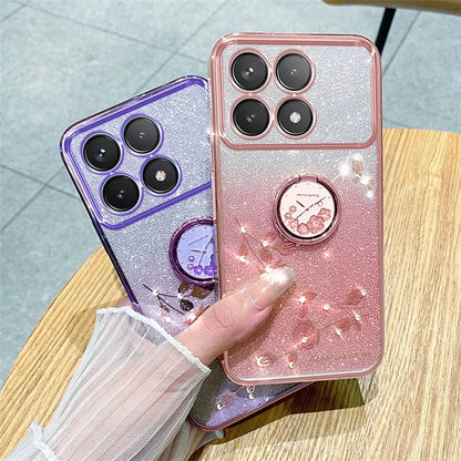 KADEM For Xiaomi Redmi K70 5G / K70 Pro 5G Ring Kickstand Cell Phone Case Glitter TPU Cover