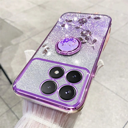 KADEM For Xiaomi Redmi K70 5G / K70 Pro 5G Ring Kickstand Cell Phone Case Glitter TPU Cover