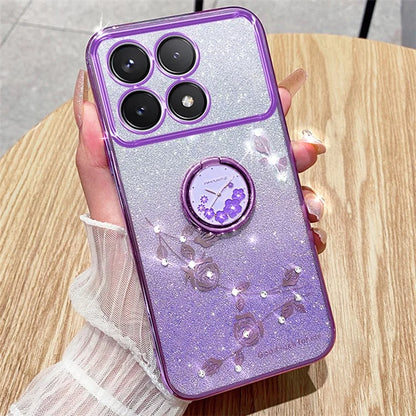 KADEM For Xiaomi Redmi K70 5G / K70 Pro 5G Ring Kickstand Cell Phone Case Glitter TPU Cover