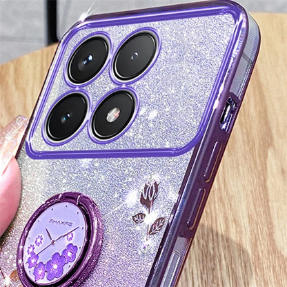 KADEM For Xiaomi Redmi K70 5G / K70 Pro 5G Ring Kickstand Cell Phone Case Glitter TPU Cover