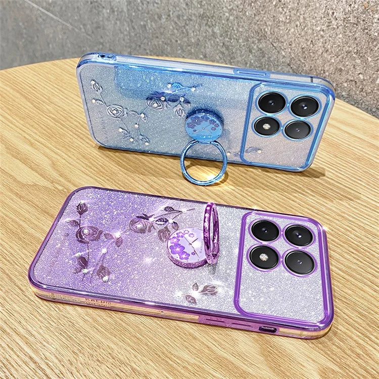 KADEM For Xiaomi Redmi K70 5G / K70 Pro 5G Ring Kickstand Cell Phone Case Glitter TPU Cover