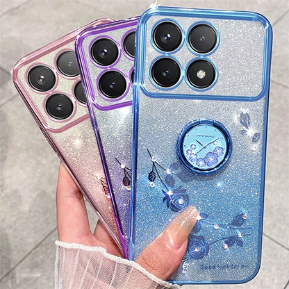 KADEM For Xiaomi Redmi K70 5G / K70 Pro 5G Ring Kickstand Cell Phone Case Glitter TPU Cover