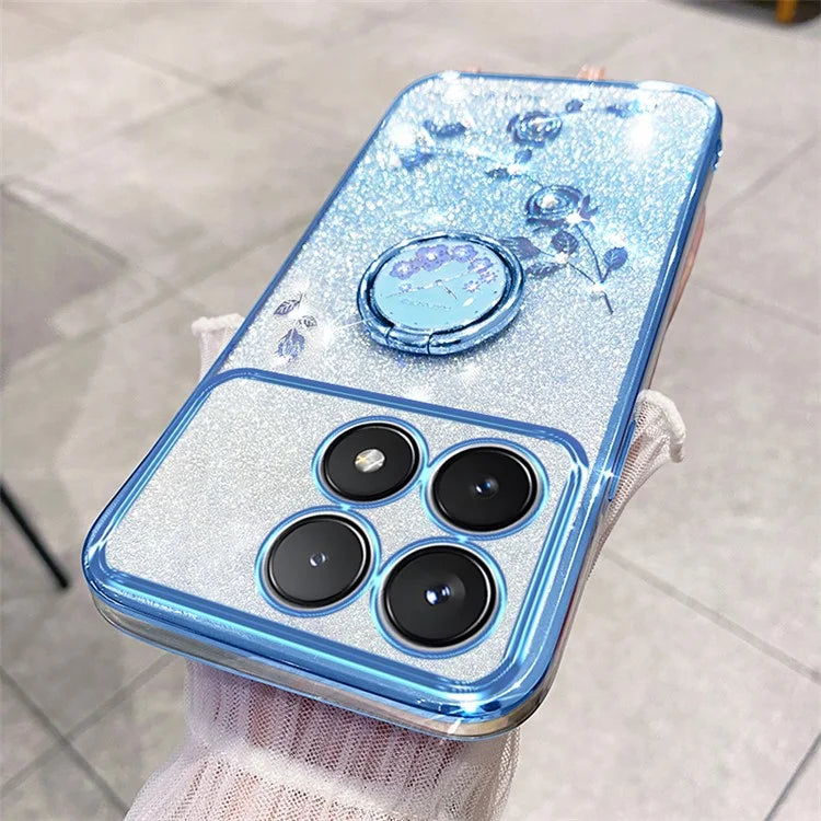 KADEM For Xiaomi Redmi K70 5G / K70 Pro 5G Ring Kickstand Cell Phone Case Glitter TPU Cover