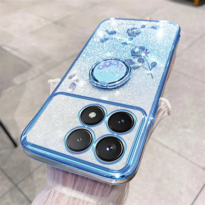 KADEM For Xiaomi Redmi K70 5G / K70 Pro 5G Ring Kickstand Cell Phone Case Glitter TPU Cover