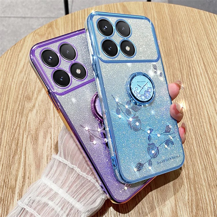 KADEM For Xiaomi Redmi K70 5G / K70 Pro 5G Ring Kickstand Cell Phone Case Glitter TPU Cover