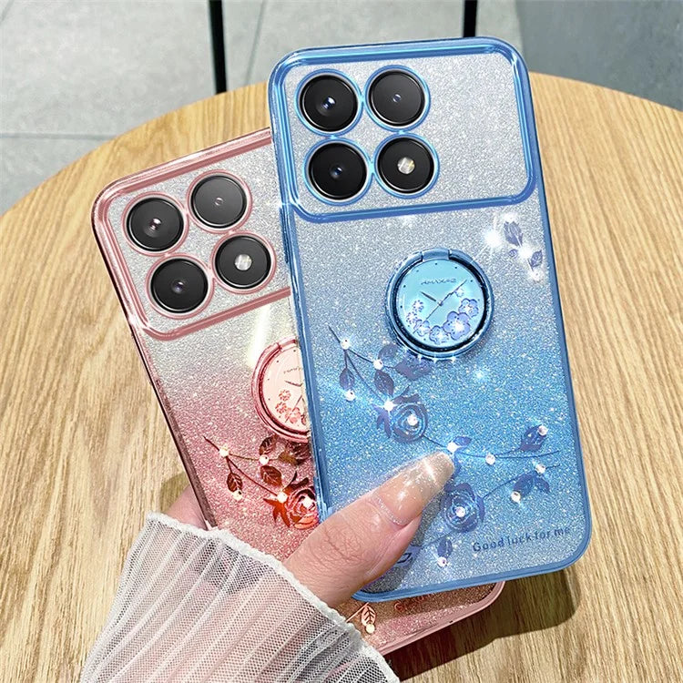 KADEM For Xiaomi Redmi K70 5G / K70 Pro 5G Ring Kickstand Cell Phone Case Glitter TPU Cover