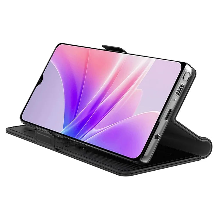 For Oppo A2 5G PU Leather Case Stand Phone Cover with Mirror