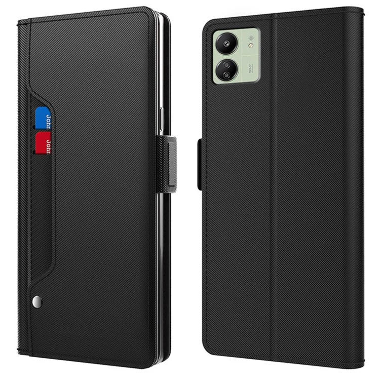 For Xiaomi Redmi 13C 4G / Poco C65 4G Phone Cases Mirror PU Leather Stand Magnetic Cover