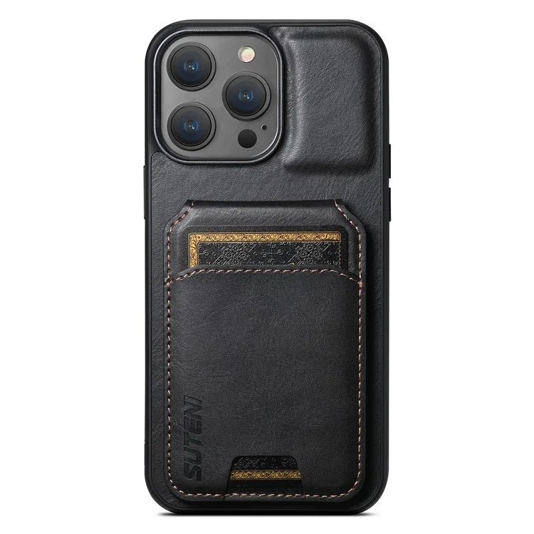 SUTENI H02 For iPhone 14 Pro Max Leather Case Waxy Texture Vertical Flip Card Holder Phone Cover