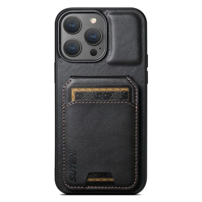 SUTENI H02 For iPhone 14 Pro Max Leather Case Waxy Texture Vertical Flip Card Holder Phone Cover
