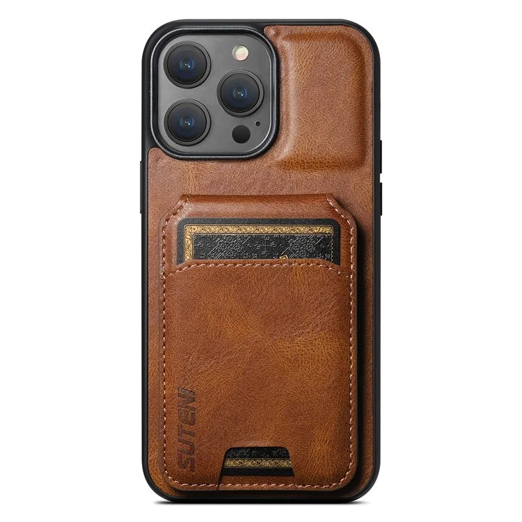 SUTENI H02 For iPhone 14 Pro Max Leather Case Waxy Texture Vertical Flip Card Holder Phone Cover