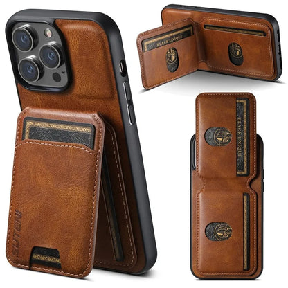 SUTENI H02 For iPhone 14 Pro Max Leather Case Waxy Texture Vertical Flip Card Holder Phone Cover