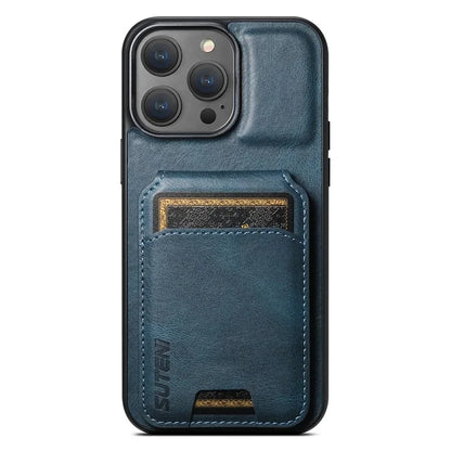 SUTENI H02 For iPhone 14 Pro Max Leather Case Waxy Texture Vertical Flip Card Holder Phone Cover
