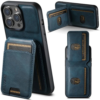 SUTENI H02 For iPhone 14 Pro Max Leather Case Waxy Texture Vertical Flip Card Holder Phone Cover