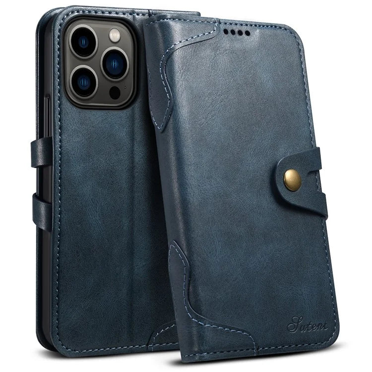 SUTENI Q03 Series for iPhone 15 Pro Max Leather Phone Case Wallet Wavy Texture