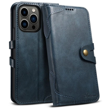 SUTENI Q03 Series for iPhone 15 Pro Max Leather Phone Case Wallet Wavy Texture