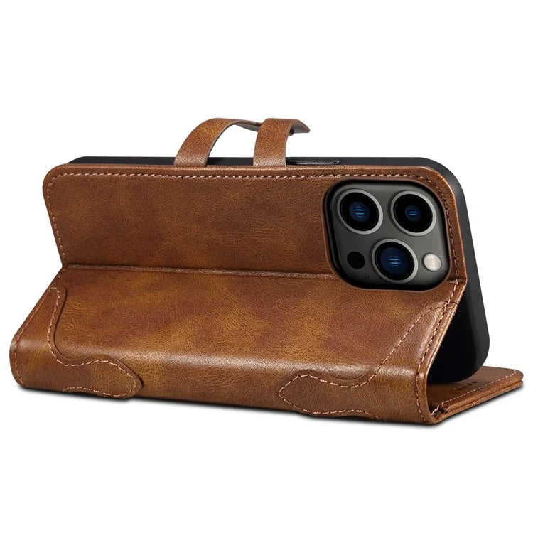 SUTENI Q03 Series for iPhone 15 Pro Max Leather Phone Case Wallet Wavy Texture
