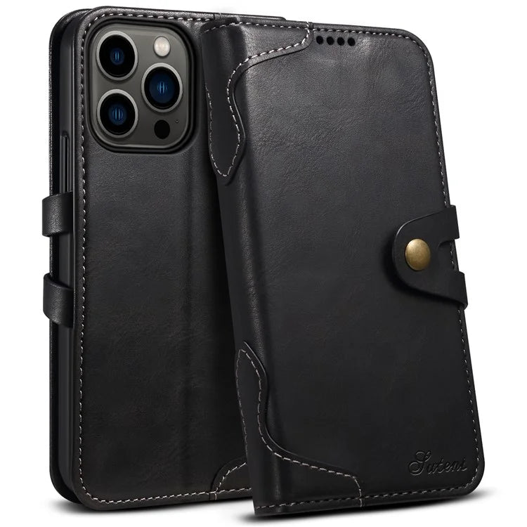 SUTENI Q03 Series for iPhone 15 Pro Max Leather Phone Case Wallet Wavy Texture
