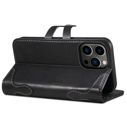 SUTENI Q03 Series for iPhone 15 Pro Max Leather Phone Case Wallet Wavy Texture