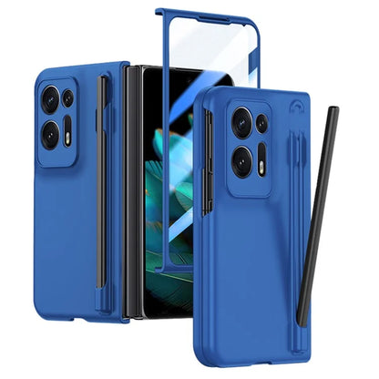 For Oppo Find N2 5G PC Phone Case Skin Touch Phone Cover with Tempered Glass Film / Stylus Pen