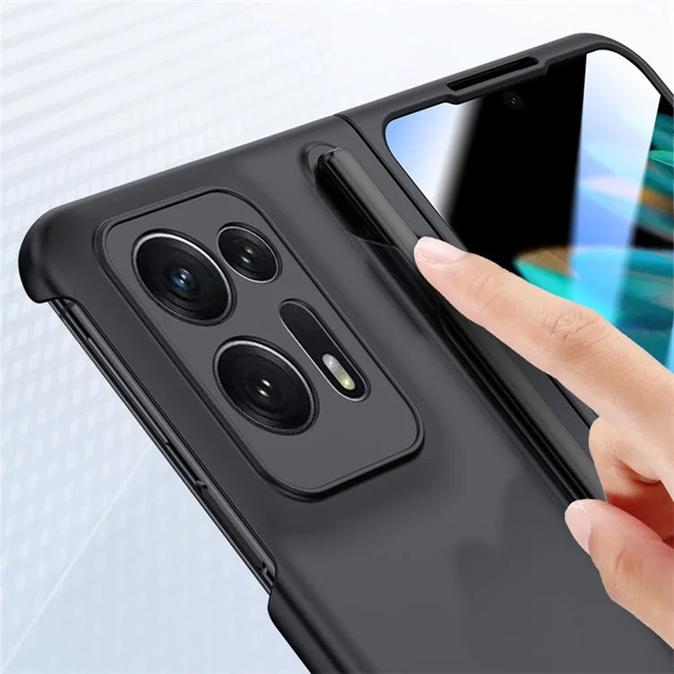 For Oppo Find N2 5G PC Phone Case Skin Touch Phone Cover with Tempered Glass Film / Stylus Pen
