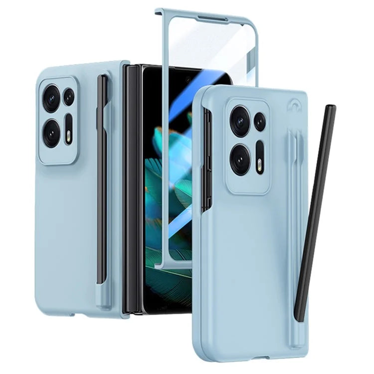 For Oppo Find N2 5G PC Phone Case Skin Touch Phone Cover with Tempered Glass Film / Stylus Pen