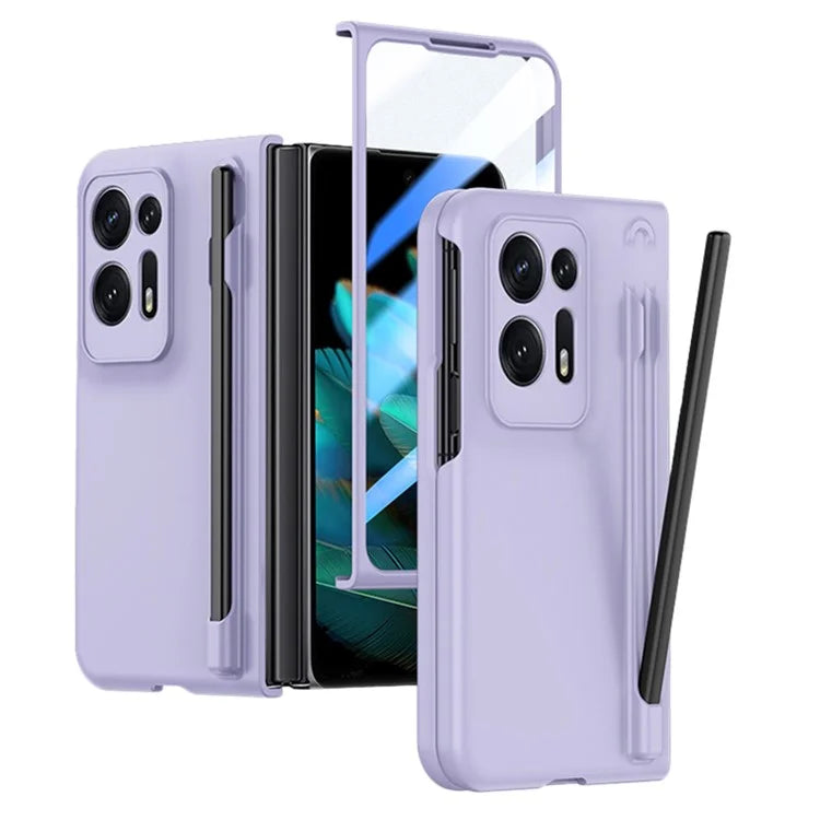 For Oppo Find N2 5G PC Phone Case Skin Touch Phone Cover with Tempered Glass Film / Stylus Pen