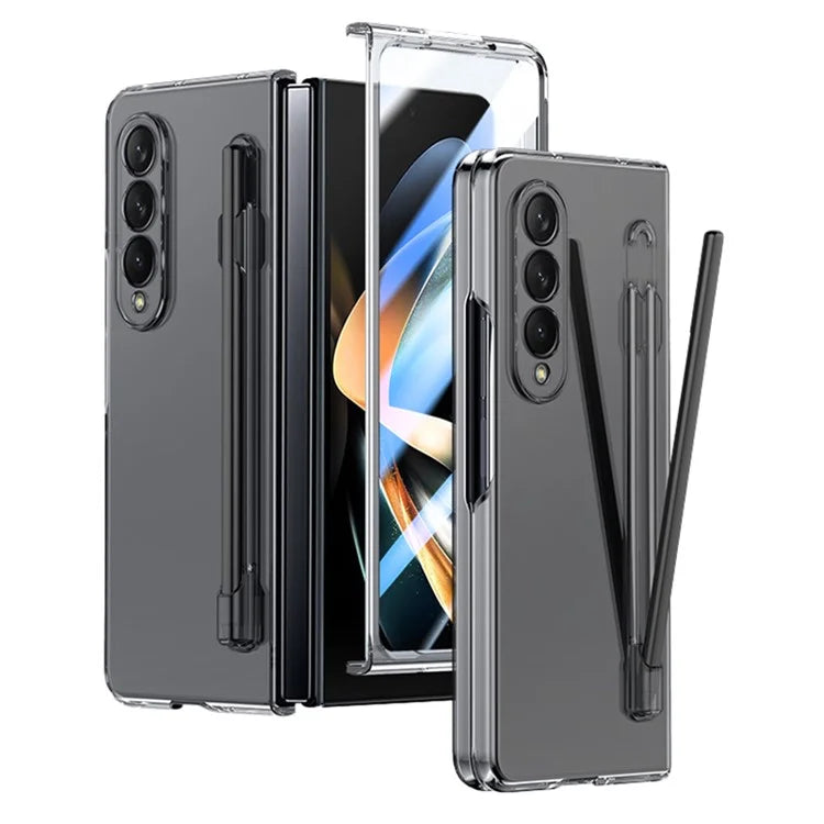 For Samsung Galaxy Z Fold4 5G Phone Case PC Protective Cover with Tempered Glass Film / Stylus Pen
